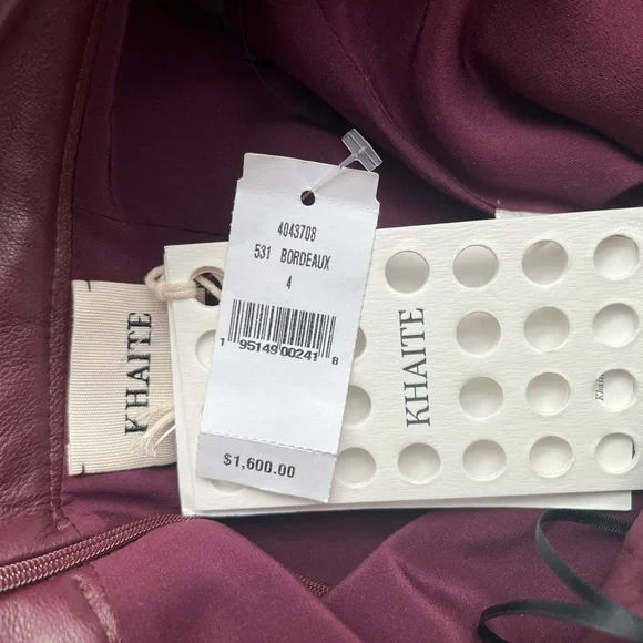 NWT Khaite Burgundy Leather Skirt Size 4 $1600 - Picture 4 of 4